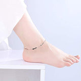 S925 Sterling Silver Black and Rose gold anklet for Women Girls Gifts
