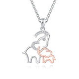 Silver Lucky Elephant Forever Love Pendant Necklace 