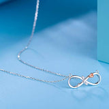 925 Sterling Silver Infinity Necklace  White Gold-Plated Rose Flower Pendant Necklace Love Gift for Women