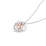 925 Sterling Silver Heart Disc With Always in My Heart Paw Pendant Necklace with 18inch Cable Chain