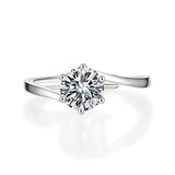 Silver Moissanite 6 Prong Flower Tension Wedding Engagement Ring 