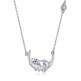  Silver Sloth on The Moon Necklaces Animal Necklace 