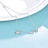 Wave Starfish Anklet for Women Sterling Silver Jewelry Gifts