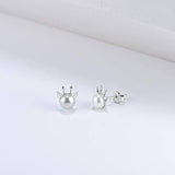 Sterling Silver Freshwater Pearl Elk Stud Earrings Animal Earrings Tiny Small Single Pearl Fine Jewelry for Women Teen Girls