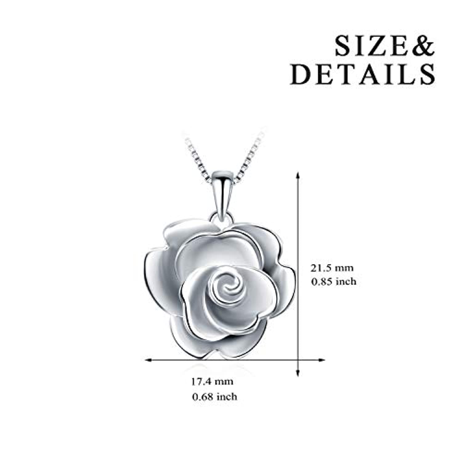 925 Sterling Silver Rose Flower Necklace for Mom Girlfriend Wife Sisters