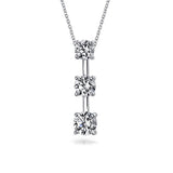 2.5CT Solitaire Round Cubic Zirconia AAA CZ Past Present Future Pendant Necklace For Women For Wife 925 Sterling Silver