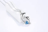 Dolphin Necklace 925 Sterling Silver Women Necklace Dolphin Jewelry with Blue CZ Heart