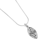 925 Sterling Silver Open Celtic Knot Infinity Endless Love Marquise Shaped Pendant Necklace