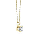 14K Gold  Round 4 Prong Moissanite Pendant Necklace with 18 Inch Chain For Women