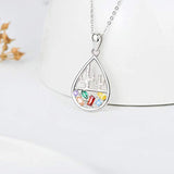 Cactus Pendant Necklace for Women Girls,925 Sterling Silver Cactus Pendant Necklace Cubic Zirconia Colorful Pendant Jewelry Gift for Mom/Wife/Daughter/Grandma/Girlfriend