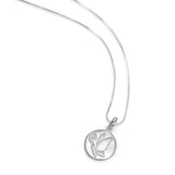 925 Sterling Silver Butterfly Round Animal Lover Pendant Necklace, 18 inch Snake Chain