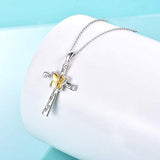 Butterfly Cross Necklace 925 Sterling Silver Cross Necklace for Women Girls Butterfly Jewelry