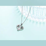 S925 Sterling Silver Cute double Paw Print Heart Pendant Necklace for Dog Lover Women Paw Jewelry 18 inches