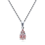 Rhodium Plated Sterling Silver Solitaire Anniversary Wedding Pendant Necklace Made with Swarovski Zirconia Morganite Color Round
