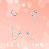 Sterling Silver Ear Cuff Chain Earrings for Women Girls