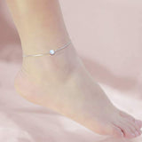 S925 Sterling Silver White Opal Ankle For Women Girls Gifts
