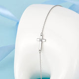 S925 Sterling Silver Sideways Cross Choker Necklace for Women