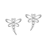  Silver Cute Animal Dragonfly  Stud Earrings