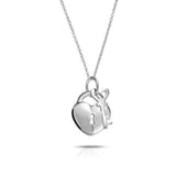 Simple 2 Charm Love Lock And Key Heart Pendant Necklace For Women For Teen 925 Sterling Silver