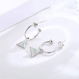 S925 Sterling Sliver Opal Triangle  Hoop Earrings  Fashion Earrings For Women