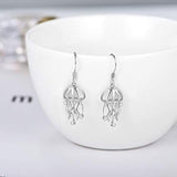 S925 Jellyfish Earrings Cute Animal Jewelry Ocean Heart Drop Dangle Earrings for Women