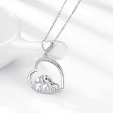 925 Sterling Silver elephant Necklace Heart Pendant Jewelry Mothers Day Birthday Day Gift