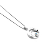 Sterling Silver Zirconia Infinity Love Heart Pendant Necklace”Mom I Love You ” Gift for Mother