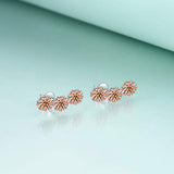 Sterling Silver Sunflower Daisy Stud Earrings Crystals For Women