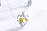 Sunflower Love Heart Pendant Necklace for Women, 925 Sterling Silver Sunshine Jewelry Gift for Girls Daughter Mom Wife