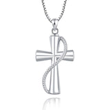 Silver Cross Urn Pendant Necklace 
