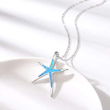 Starfish Necklace Sterling Silver Opal Pendant