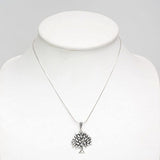 925 Oxidized Sterling Silver Tree of Life Leaves Evil Eyes Protection Amulet Pendant Necklace
