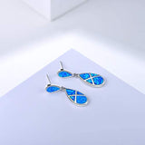 October Birthstone Sterling Silver Blue Opal Dangle Earrings Teardrop Hook Drop Earrings Fine Jewelry for Women Girls