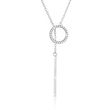 Silver  Round or Triangle and Bar Pendant Lariat Y Necklaces 