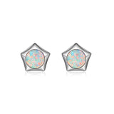Silver Small Opal Star Earrings