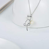 Handpicked White Freshwater Pearl Necklace s925 Sterling Silver Cute Animal Lovers Pendant Necklace for Women Teens Girls Birthday