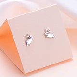 925 Sterling Silver Cute Animal CZ Rabbit Stud Earrings for Women Teen Girls Birthday Gift
