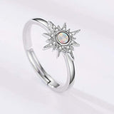 925 Sterling Silver Sun Opal Ring Adjustable Ring for Women
