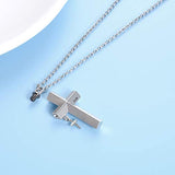 Double Cross - Bless  urn necklace S925 Sterling Silver Engraved Pendant Cremation Necklace for Women