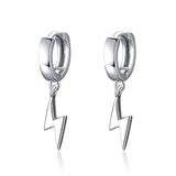 Silver Lightning Hoop Earrings
