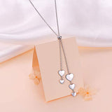 Long Chain multiple heart Necklace Simple Style 925 Sterling Silver Pendant Adjustable Y Shaped Necklace Jewelry