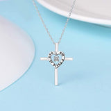 Sterling Silver Cross Pendant Necklace Gift for Girls Kids Religious Jewelry-I am a Child of God Dancing Cross Pendant
