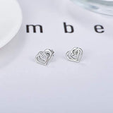 925 Sterling Silver double heart Stud Earrings Jewelry Gifts for Women Birthday