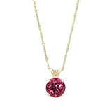14K Gold Pink Tourmaline Pendant Necklace For Women