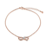 Silver  Rose Gold Plated Infinity Ankle Bracelet