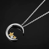 Crescent Moon Necklace 925 Sterling Silver with Yellow Gold Plated Star Cubic Zirconia Moon Crescent Jewelry for Women