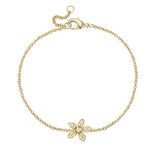 Yellow Gold  plated Cubic Zirconia Flower Dragonfly Bracelet Fashion Jewelry Gifts for Women Girls Adjustable Chain Bracelet with Gorgeous Jewelry Box