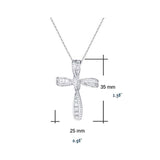 White Gold Plated 925 Solid Sterling Silver CZ Cubic Zirconia Twisted Cross Infinity Open Loop Crucifix Princess Pendant Necklace For Women Girls, 16