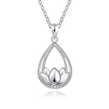 Silver Lotus Flower Cremation Jewelry Keepsake Urn Pendant Necklace