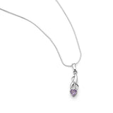 925 Sterling Silver Purple Amethyst Gemstone Heart Endless Love Pendant Necklace